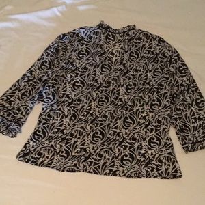 Sheer Kathy Che ruffled blouse fits like size 16